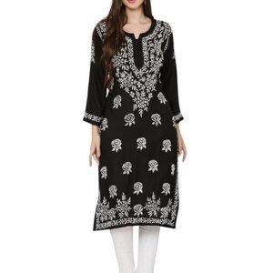 FAWOMENT Trendy Modal Straight Kurta with Impresively Designed and Hand Embroidered Lucknowi Chikankari for Women