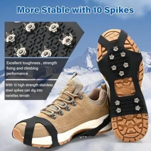 GUSTAVE® Spikes Crampons, Ice Cleats for Shoes and Boots, Upgraded Version Stainless Steel Anti-Slip Grippers Shoe