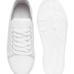Long Walk Solid White Sneaker Shoes for Women