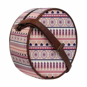 Crazyify White & Pink Boho Round Sling Bag Crossbody Bag For Girls and Women Stylish Zip Closure With Adjustable Straps